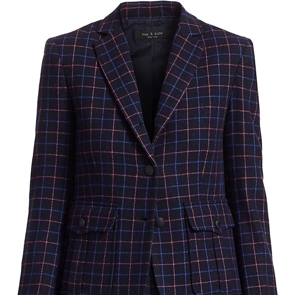 rag & bone Jackets & Blazers - rag & bone Nancie Virgin Wool Blend Check Blazer, 4